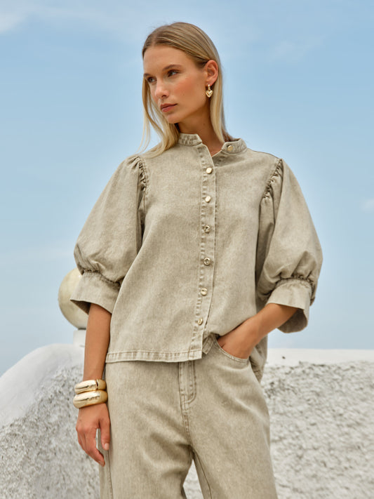 FATE + BECKER SASKIA BALLOON SHIRT - PARCHMENT NEUTRAL