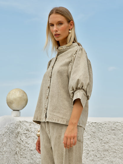 FATE + BECKER SASKIA BALLOON SHIRT - PARCHMENT NEUTRAL