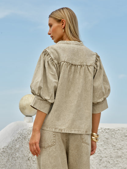 FATE + BECKER SASKIA BALLOON SHIRT - PARCHMENT NEUTRAL
