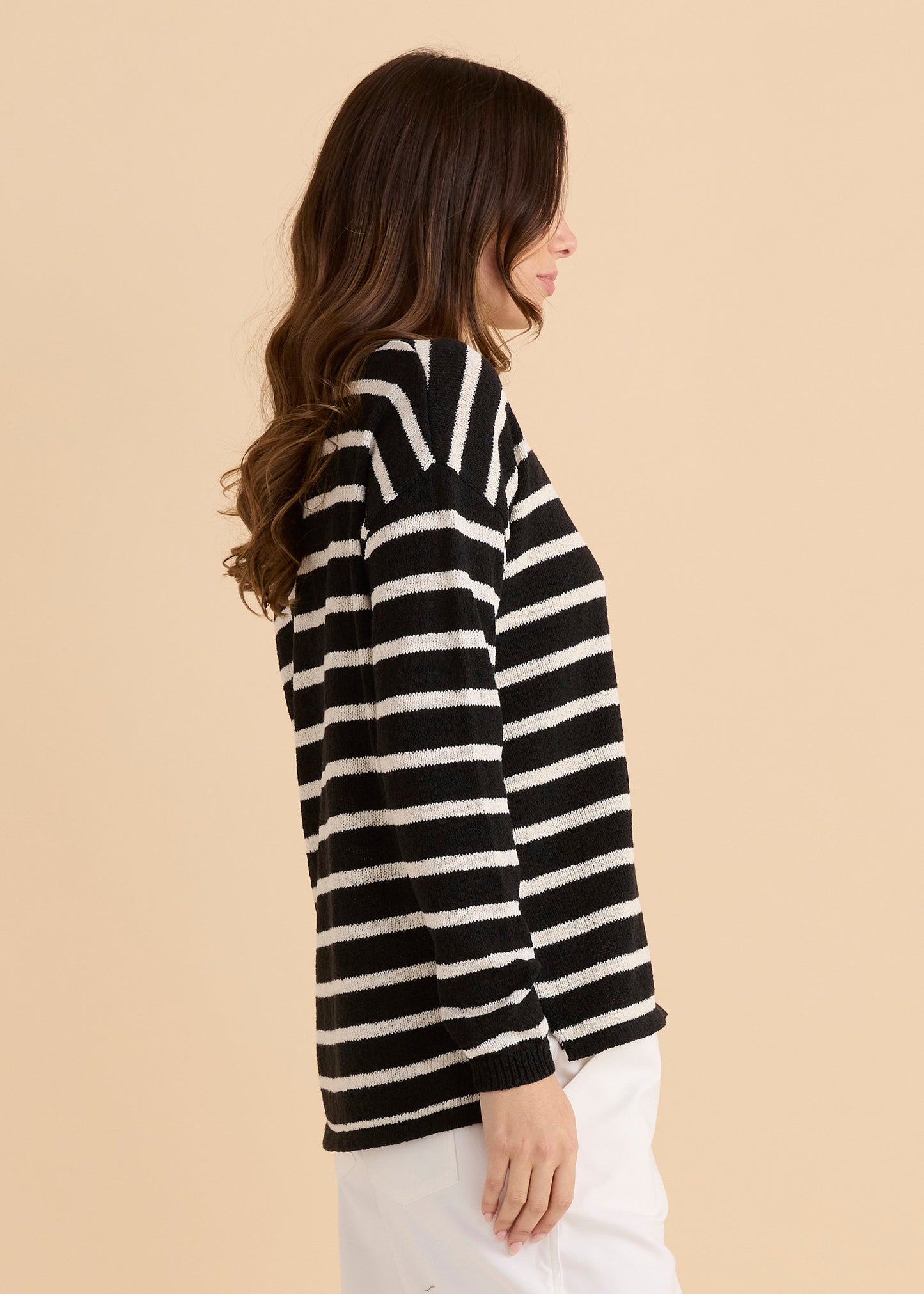 BETTY BASICS BRADFORD KNIT TOP - CREAM / BLACK