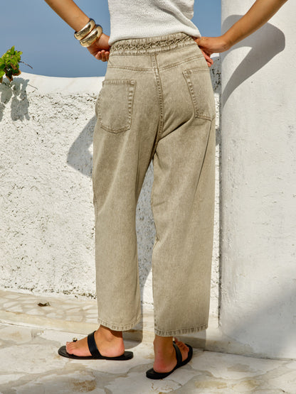 FATE + BECKER FIORA BARREL LEG JEAN - PARCHMENT NEUTRAL