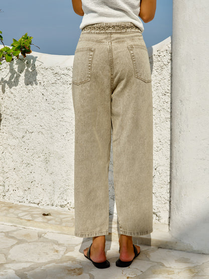 FATE + BECKER FIORA BARREL LEG JEAN - PARCHMENT NEUTRAL