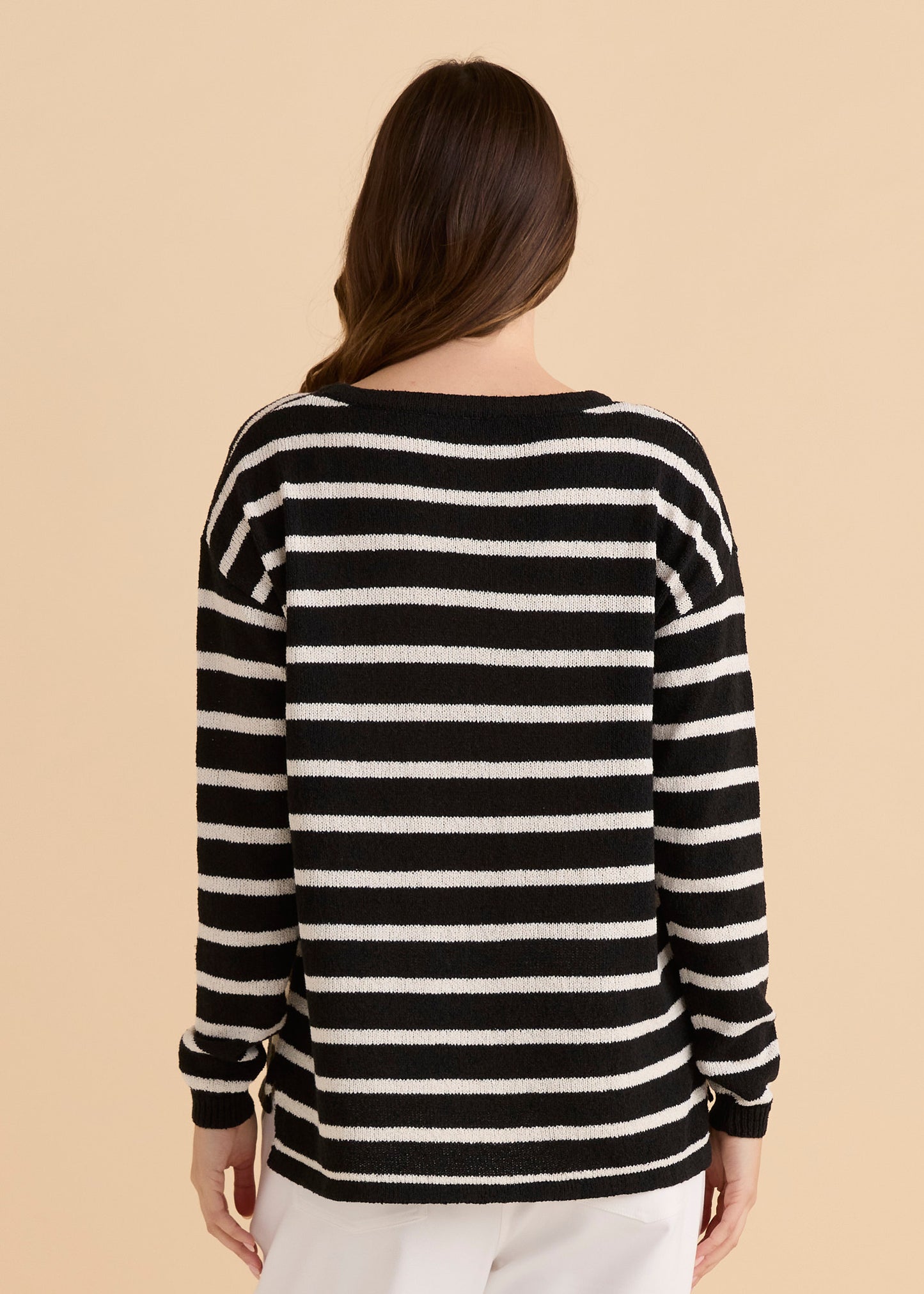 BETTY BASICS BRADFORD KNIT TOP - CREAM / BLACK