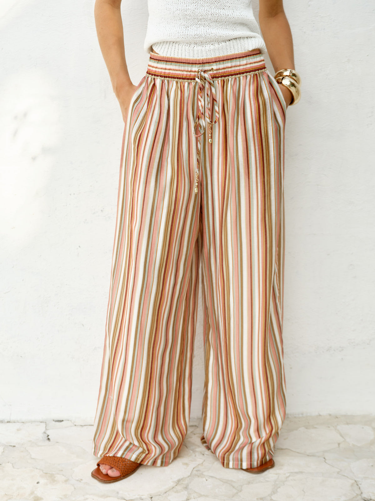 FATE + BECKER ELYSIA PANT - SANDBAR STRIPE MULTI