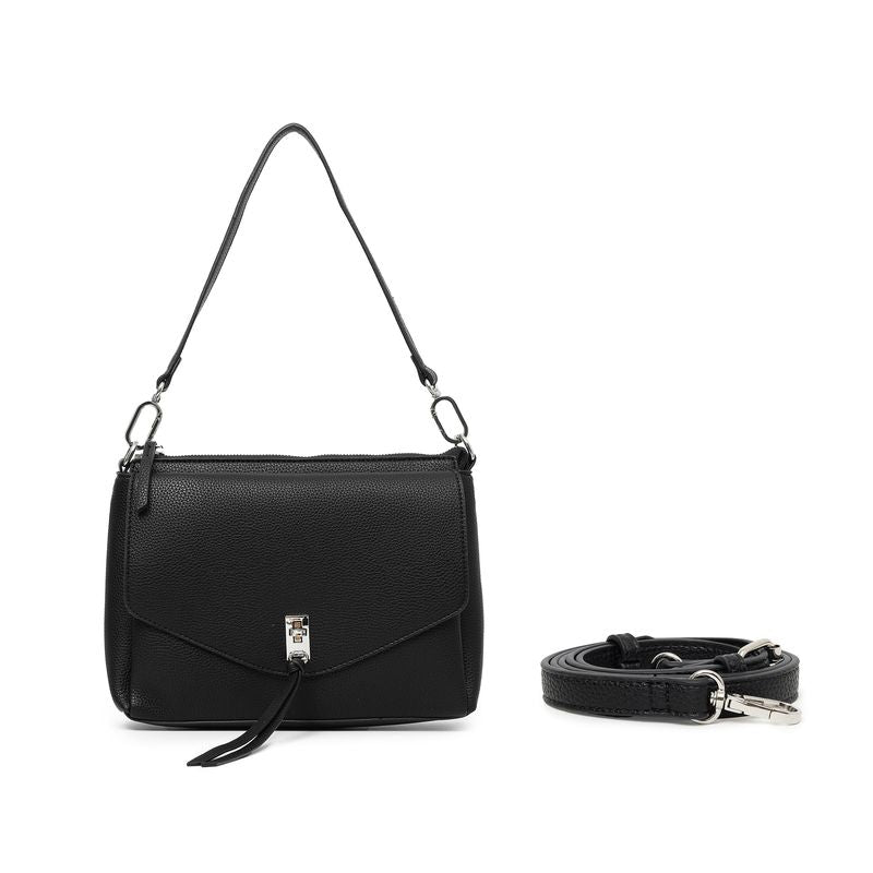 BLACK CAVIAR BAGS - BECKY FLAP CROSSBODY - BLACK
