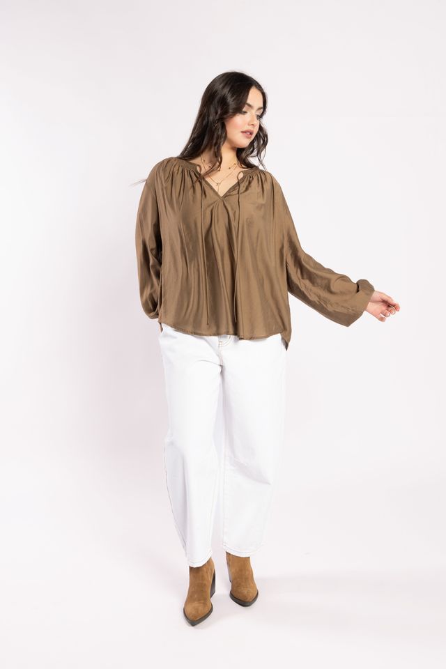 DRAMA THE LABEL CA VA BLOUSE - COFFEE