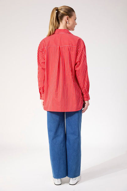 HAVEN FAIRBANKS STRIPE SHIRT - RED