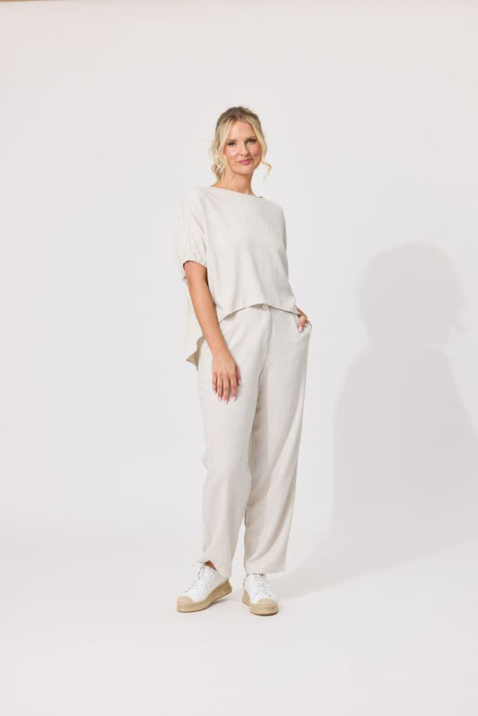 LEMON TREE DESIGN - COSTA LINEN TOP - OATMEAL