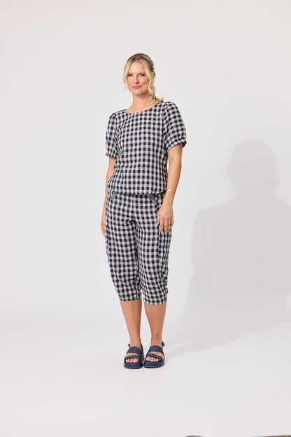 LEMON TREE DESIGN - LYDIA TOP - NAVY GINGHAM