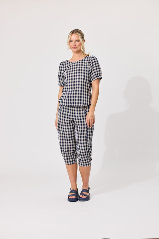 LEMON TREE DESIGN - LYDIA TOP - NAVY GINGHAM