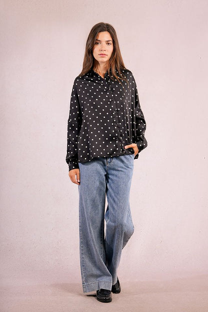 MOLLY BRACKEN WOVEN SHIRT - BLACK