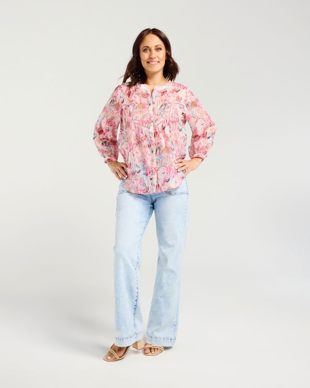 ZAFINA WILLA BLOUSE - FLORAL HAZE