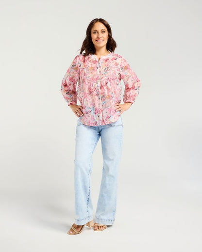 ZAFINA WILLA BLOUSE - FLORAL HAZE