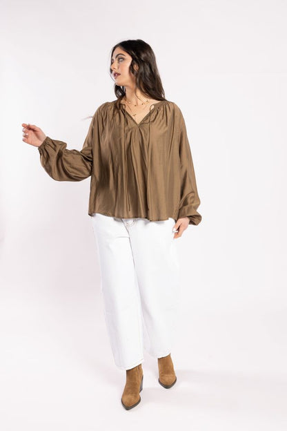 DRAMA THE LABEL CA VA BLOUSE - COFFEE