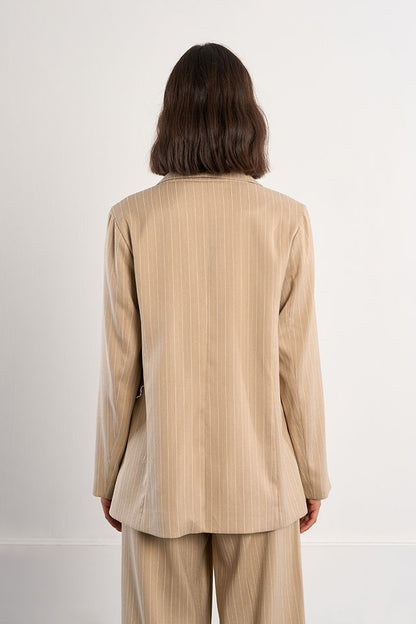 LILI SIDONIO WOVEN BLAZER - BEIGE