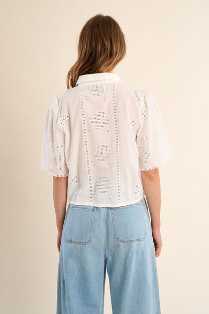 MOLLY BRACKEN WOVEN SHIRT - OFF WHITE