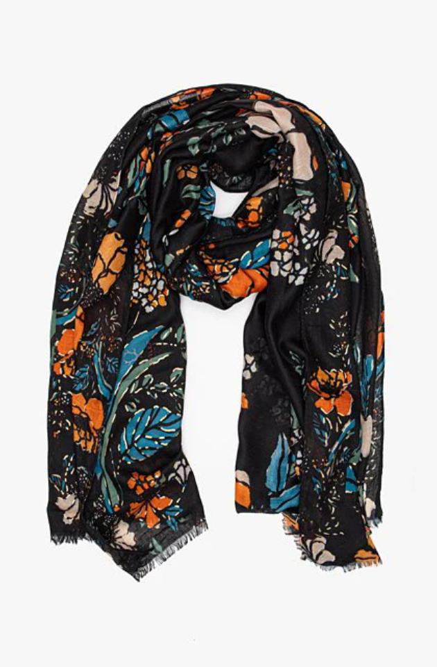 ANTLER BLACK SCARF - FLOWERS & GOLD FOIL - AW24-BFF
